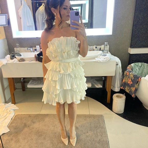 AMUR White Ruffle Mini Dress - Picture 11 of 13